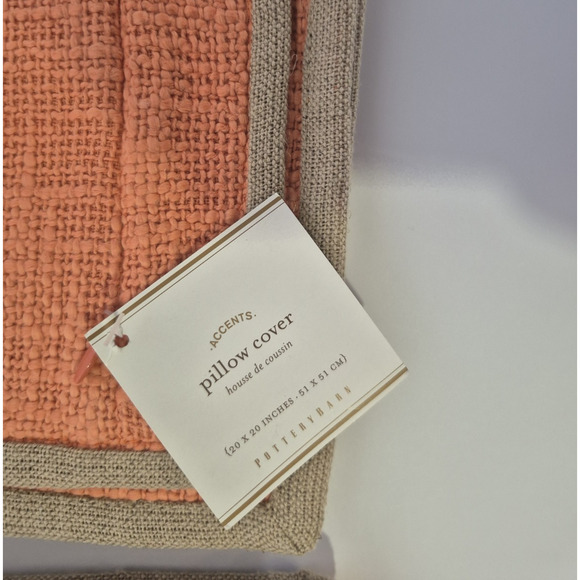 New Pottery Barn Basket Weave Cotton Pillow Cover Shams *In Marmalade* 20X20 - Picture 8 of 8